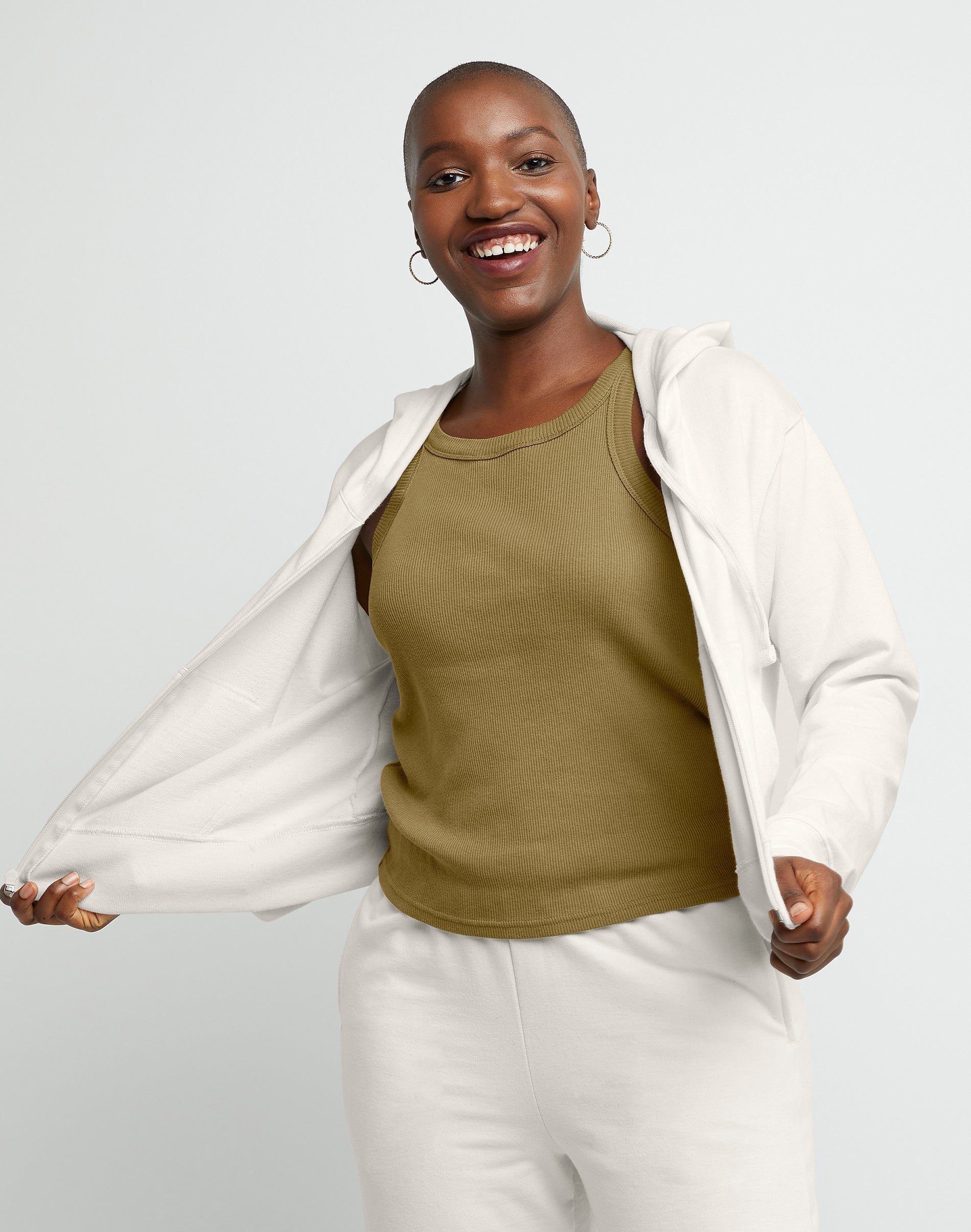 Hanes Hoodie Womens French Terry Zip Sweatshirt Originals Relaxed Fit Lighweight