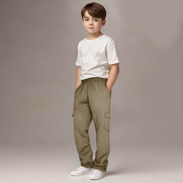 Cowsor Kids Solid Color Sweatpants Casual Elastic Waist Joggers Pants Comfort Loose Fit Athletic Pants Running Trousers