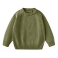 thumbnail image 4 of Spazoro Girls Crew Neck Knit Sweater, Solid Color Long Sleeve Warm Breathable Pullover Tops for Daily Layering Green Size 7-8, 4 of 9