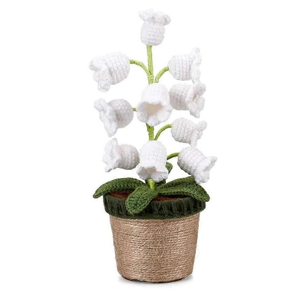 Handmade Knitted Bell Orchid with LED Lights Potted Plant