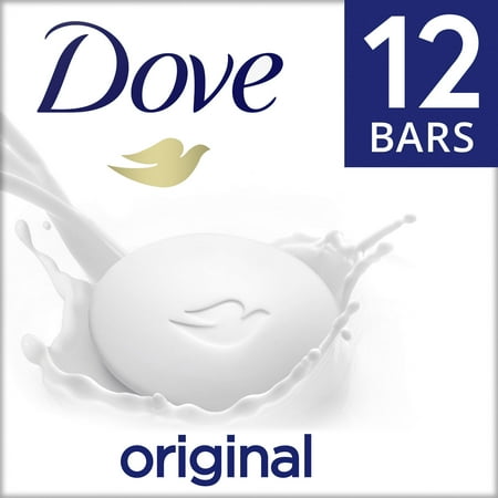 Dove Beauty Bar Women's Bath Soap Original Deep Moisturizing All Skin, 3.75 oz 12 Bars