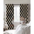 thumbnail image 4 of Farmhouse Coffee Blackout Curtains for Bedroom Living Room Darkening Curtains 84 Inch Length 2 Panels Set Modern Vintage Coffees Black Brown Plaid Window Curtain Window Treatment Drapes 42"x84", 4 of 9