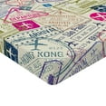 thumbnail image 2 of Ambesonne Airplane Fitted Sheet 2 Pcs Set, Passport Stamps Cities, Twin, Eggshell and Pink, 2 of 3
