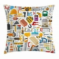 thumbnail image 1 of Construction Throw Pillow Cushion Cover, Construction Tools in Cartoon Style Engineering Fixing Repairing Building, Decorative Square Accent Pillow Case, 16 X 16 Inches, Multicolor, by Ambesonne, 1 of 2
