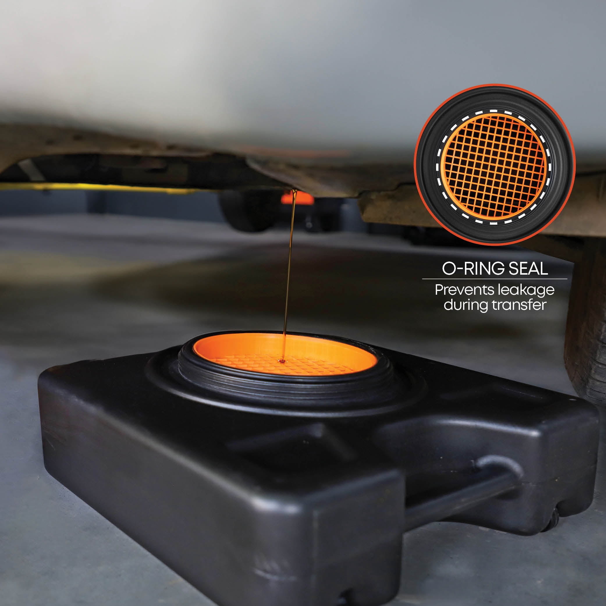 Groz 15 Quart Oil Drain Pan with O-Ring Seal and Screw Cap