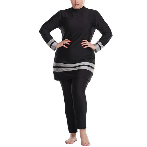 Plus Size Women Long Sleeves Muslim Islamic Swimwear Summer Holiday