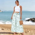 thumbnail image 4 of Women’s Casual Pants Flared Leg Wide Leg with Ties Ruffle Harem Palazzo Pants with Pockets Mint Green M, 4 of 5
