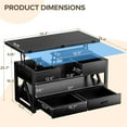 thumbnail image 2 of 40" Lift Top Coffee Table,4 in 1 Multi-Function Lift Coffee Tables with Storage Drawers and Hidden Compartmen,Farmhouse Coffee Table with Lifting top for Living Room,Black, 2 of 16