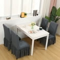 thumbnail image 2 of Chair Cover for Dining Room,Stretch Chair Slipcover with Skirt Furniture Protector Washable Non-slip Jacquard Parsons Chair Protector for Wedding Restaurant Banquet Decor-8 Pcs-Dark gray, 2 of 9