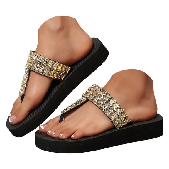 enyan Womens Flip Flops Flip Flops For Women with Arch Support Comfortable Yoga Mat Orthopedic Sandals Lightweight Womens Flip-Flop,Gold,Size 8.5