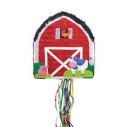 Barn Pinata, Pull String, Red, 14in x 14in