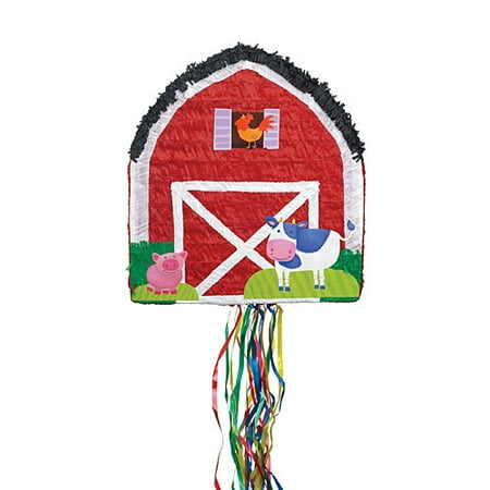 Barn Pinata, Pull String, Red, 14in x 14in