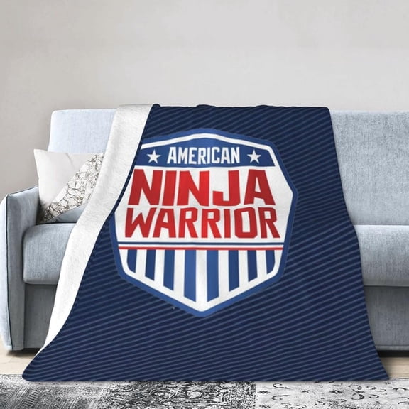 American Ninja Warrior Banner Shield Banner Fleece Blanket, Very Soft Microfiber Flannel Blanket for Couch Warm and Cozy for All Seasons