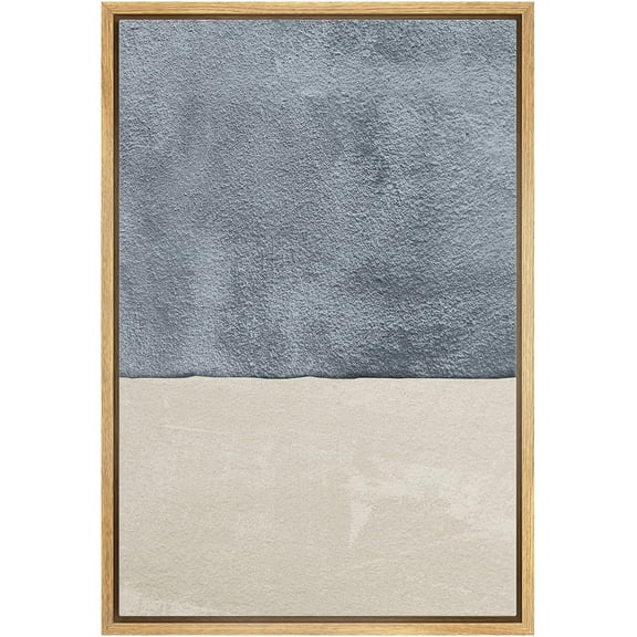 IDEA4WALL Framed Canvas Wall Art Watercolor Blue & Gray Color Blocks Modern Art Nordic Minimalism Abstract Digital Art Contemporary Artwork for Living Room, Bedroom, Office - Natural 24"x36"