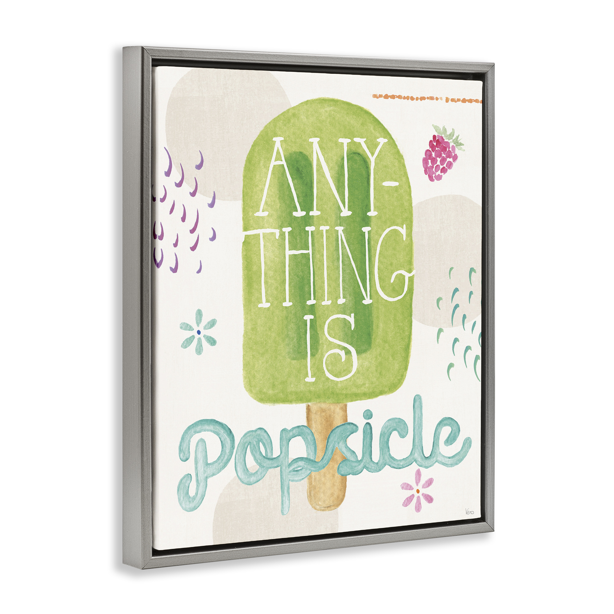Stupell Industries Uplifting Summer Phrase Food & Beverage Painting Gray Floater Framed Art Print Wall Art, 25 x 31