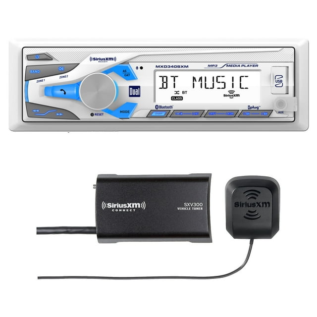 Dual MXD340SXM Single DIN Marine Mechless AM/FM Stereo Radio Bluetooth ...