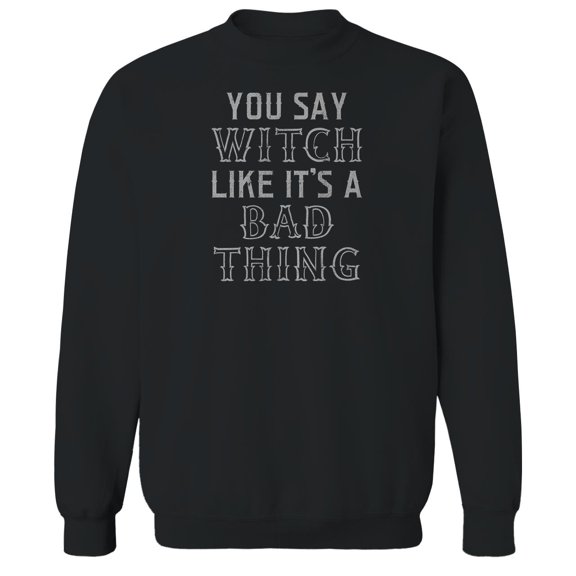 Halloween Witch Bad Thing Graphic Black Men's Cotton Pullover Sweatshirt