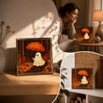 thumbnail image 5 of Natural Wood Framed Cute Ghost Reading Book Halloween Wall Art Print 20x20cm Vintage Spooky Pumpkin Illustration Wall Hanging Decor For Bedroom Living Room Holiday Tabletop Picture, 5 of 7