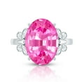 thumbnail image 4 of Rosec Jewels Oval Created Pink Sapphire Solitaire Ring with Diamond for Women - 10X14 mm, 18K White Gold, US 11.50, 4 of 9
