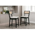 thumbnail image 4 of Dayalane 26" Rattan Back Counter Height Bar Stools Set of 2, Mid Century Wooden Kitchen Island Chairs with Footrest and Removable Cushion, Modern Barstools for Restaurant Bar, Black, 4 of 10