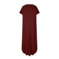 thumbnail image 6 of GaThRRgYP Elegant Satin Slip Short Sleeve Dress,Women's Solid Color Fashionable Casual Loose Short Sleeved V-neck Long Skirt Dress with Dress Red XXL, 6 of 6