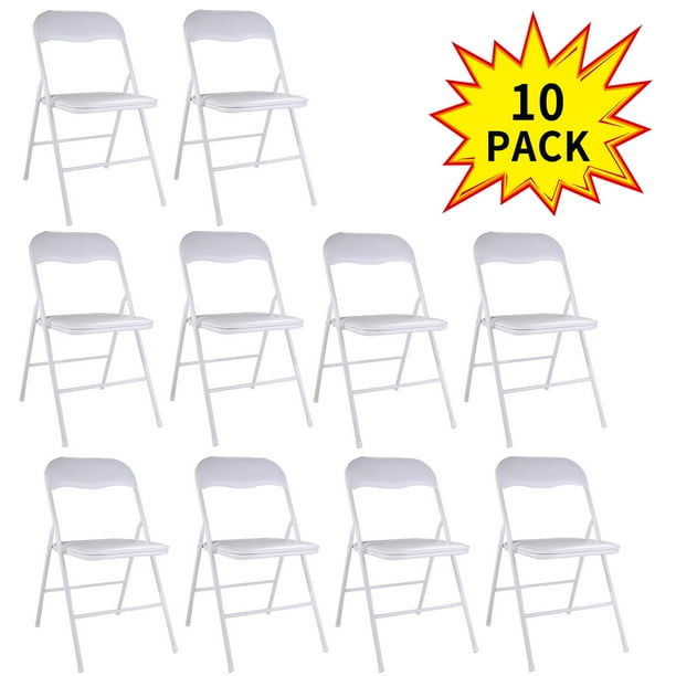 Jaxpety 10 Pack Commercial White Plastic Folding Chairs W Soft Cushion Stack Able Wedding Party Event Chair Walmart Com Walmart Com