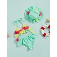 thumbnail image 3 of Bagilaanoe Newborn Baby Girls Swimsuits 3 Piece Bikinis Set Flower Sleeveless Tank Tops +  Ruffles Shorts + Sun Hat 6M 12M 18M 24M Infant Swimwear Bathing Suit Beachwear, 3 of 9
