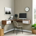 thumbnail image 2 of Computer Work Desk, White Walnut, Wood, Modern Contemporary, Mid Century Home Business Office Furniture, 2 of 9