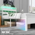 thumbnail image 5 of Satifur Twin Bed Frames with Charging Station and LED Lights, Twin Size Platform Bed with Wood Headboard & 2-Tier Storage Shelves, No Box Spring Needed, White, 5 of 9