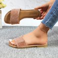 thumbnail image 5 of GJPBGK Women’s Rhinestone Slide Sandals Flat Open Toe Sandals One-Strap Slip-On Summer Slippers for Evenings, Travel, and Everyday Outfits, 5 of 6