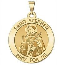 PicturesOnGold.com Saint Stephen Religious Medal Female Adult- 3/4″ Size of a Nickel, Solid 14K Yellow Gold