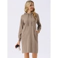 thumbnail image 3 of DARING DIVA Pullover Sweatshirt Long Sleeve Hoodie Dress with Pockets L Deep Khaki, 3 of 6