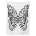 thumbnail image 3 of Ambesonne Folk Tablecloth Rectangular Table Cover, Monochrome Butterfly Graphic, 52"x70", White and Black, 3 of 4