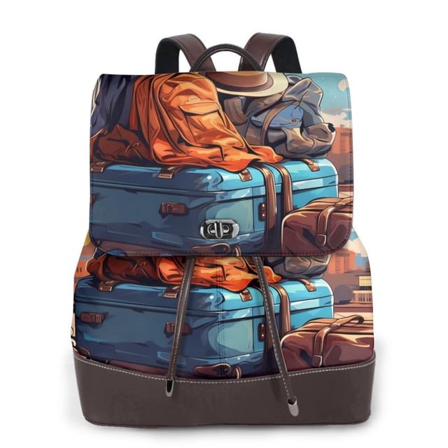 Balery Colorful Travel Luggage Gear Mochila de Cuero para Mujeres, Gran Capacidad, Bolsa de Viaje Multifuncional, Mochila de Cuero y Bolsa de Hombro para Mujeres