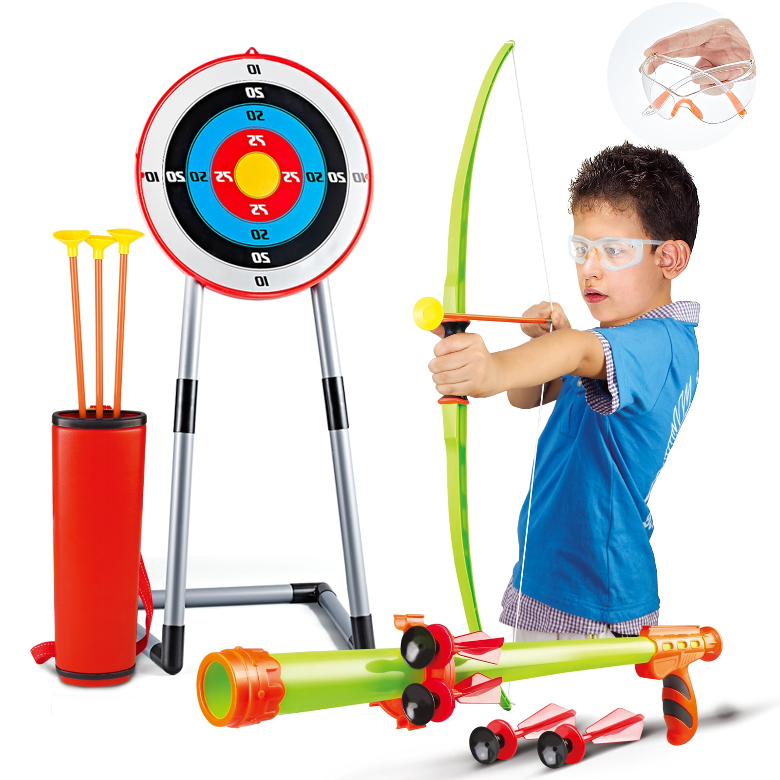 Cross Bow & Arrow Archery Set With Target Kids Toy Outdoor Garden Fun Game Gift 