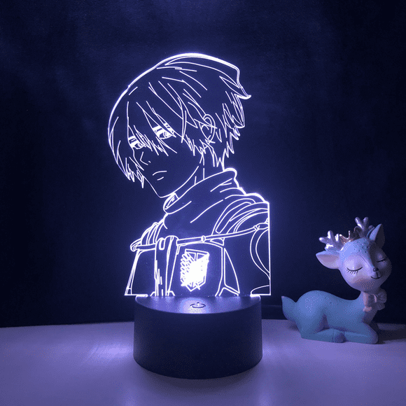 Cozybedin 3D Anime Character Night Light Illusion Lamp Remote Control Figurine from Attack Anime Led Lights Room --- B4（Black Seat）