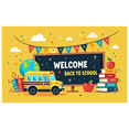 thumbnail image 1 of Colorful Welcome Back to School Banner with School Bus Globe and Books Background Party Decors for Classroom Decor School Events Photo Backdrop Supplies, 1 of 4