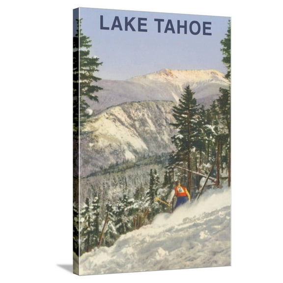 Art.com Skier, Lake Tahoe Stretched Canvas Print Wall Art, 24" x 36"