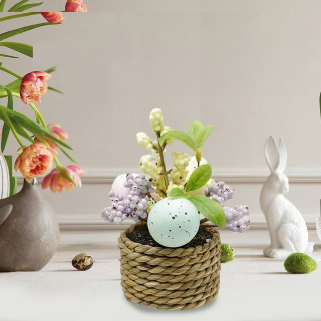 Fiudx Maceta de Pascua, Huevos de Pascua de Espuma Multicolor, Decoración Primaveral Vibrante, Decoración Navideña para Interiores, Complemento Festivo para El Hogar, Regalo Ideal, Tamaño 13 X 7,5 X