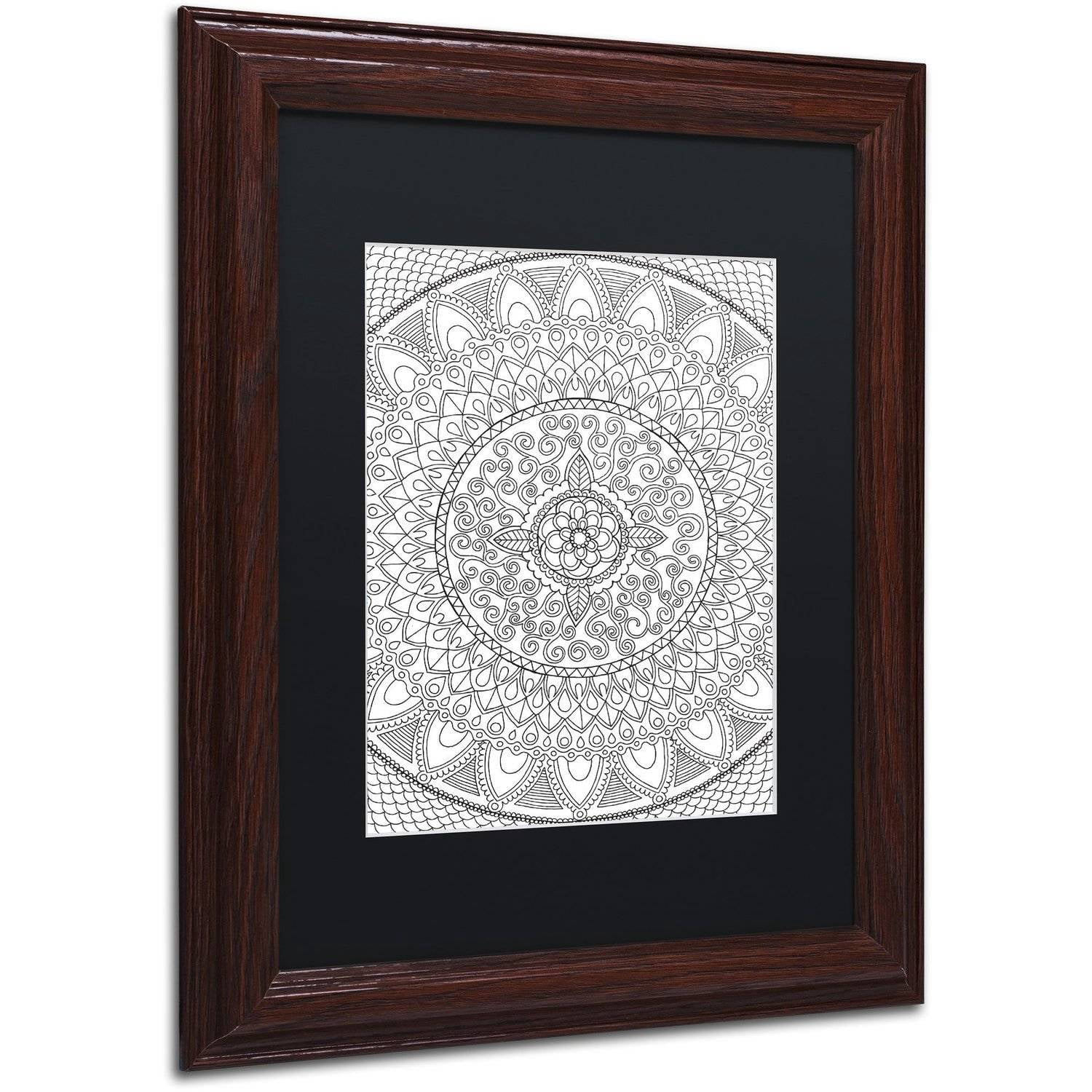 Trademark Fine Art "Petals Mandala" Canvas Art by Hello Angel, Black Matte, Wood Frame