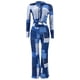 thumbnail image 4 of Gibobby Conjunto dama pants y sudadera afelpada Traje pantalón informal de dos piezas con estampado de mezclilla para mujer para el trabajo y el ocio(Azul,G), 4 of 5