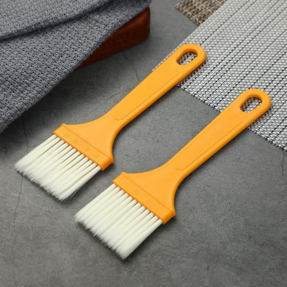 High Temperature Silicone Pastry Brush | Basting & Baking Oil Brush for Kitchen & BBQ | 1-Piece Yellow Plastic Handle Brush (6.14 Inch)