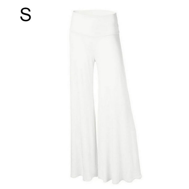 Pants High Waist Yoga Pants Wide-Leg Woman Trousers Sport Wear, White, S 