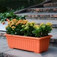 thumbnail image 6 of 3 Pcs Window Box Flower Pots with Saucer, 15 Inches Plastic Rectangular Planters,for Windowsill,Patio, Garden, Home Decor, Porch (Brick Red), 6 of 7