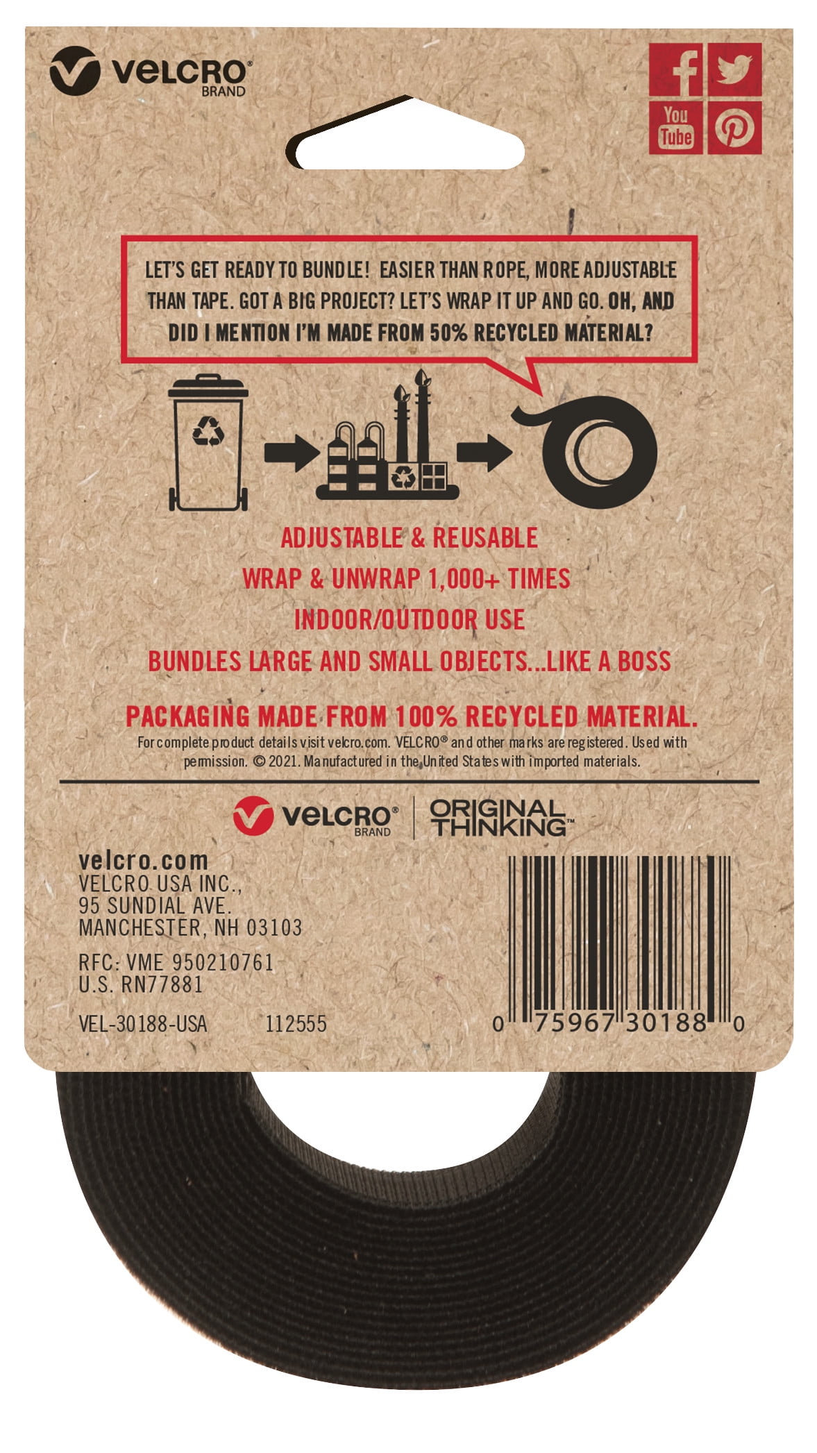 VELCRO® Brand Recycled Tape Roll