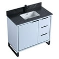 thumbnail image 3 of Fine Fixtures Opulence Collection 36 in. W x 18 in. D x 33 in. H Bathroom Vanity in Pastel Blue with Black Marble Sintered Stone Sink - Black hardware, 3 of 7