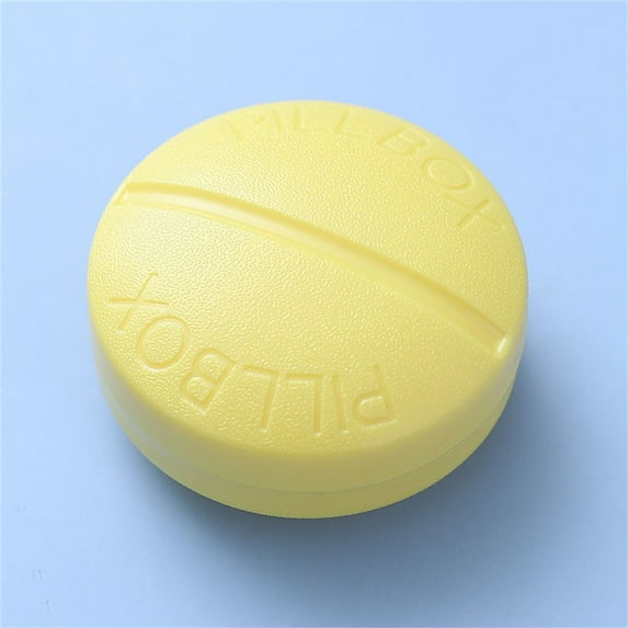 Be easy to carry about Convenient With partition Small Circular Store pills Travel Pill Box Four Grid YELLOW