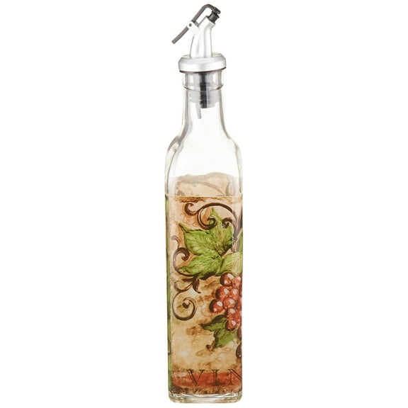 Grant Howard Vino Hand-Painted Glass Oil & Vinegar Cruet – 16 oz, Multicolored