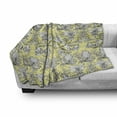 thumbnail image 3 of Grey and Yellow Soft Flannel Fleece Throw Blanket, Bohem Design with Flowers Leaves Swirls and Dots Image, Cozy Plush for Indoor and Outdoor Use, 70" x 90", Black and White, by Ambesonne, 3 of 6