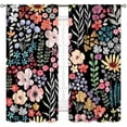thumbnail image 2 of Floral Blackout Curtains, Farmhouse Watercolor Wildflower Spring Flower Garden Plant Botanical Aesthetic Country Rustic Window Curtains for Living Room Bedroom Kitchen Bathroom 2 Panels, 42"x54" Inch, 2 of 5